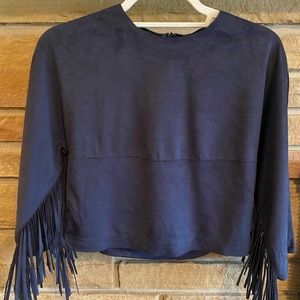 Zara Trafaluc Cropped Fringe Top